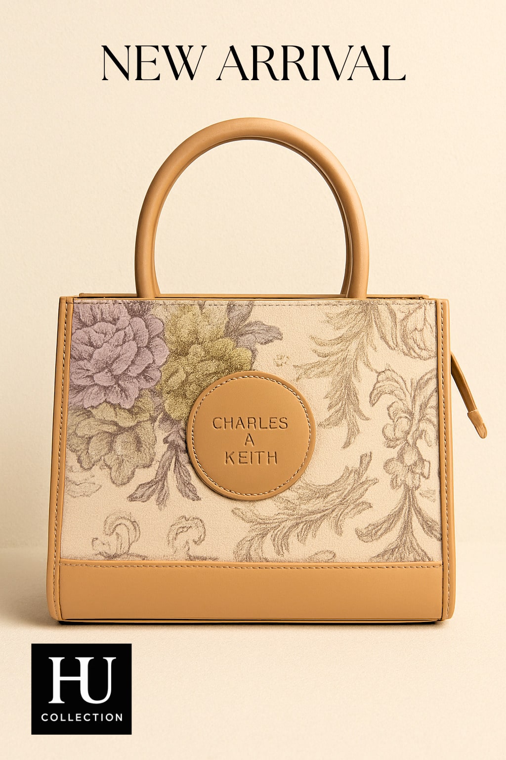 Charles & Keith Floral Embroidered Top Handle Bag