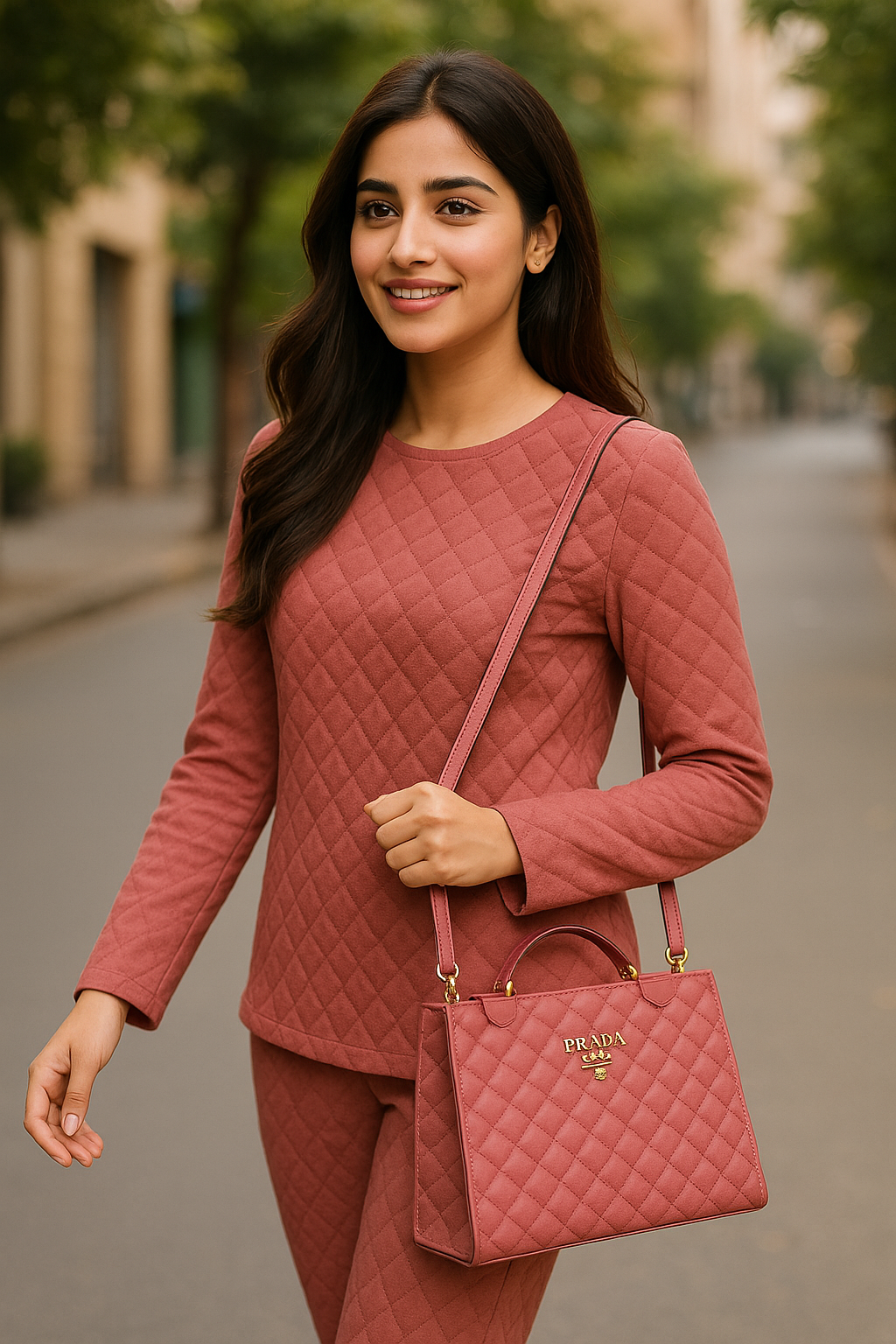 Elegant Quilted Handbag with Gold Accents – Luxury Women’s Shoulder Bag