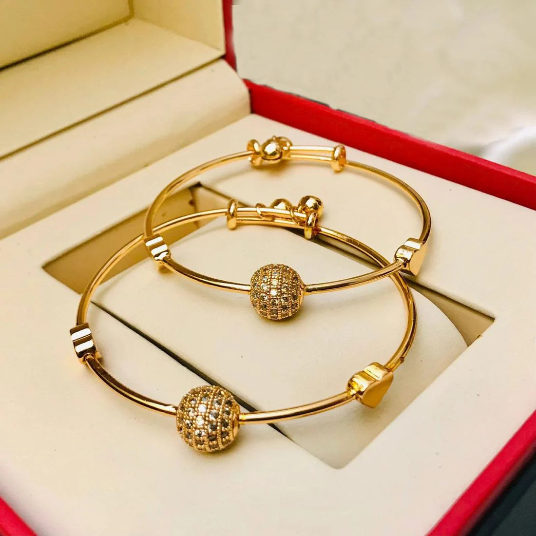 Elegant Adjustable Crystal Bead Bracelets (2 pieces)