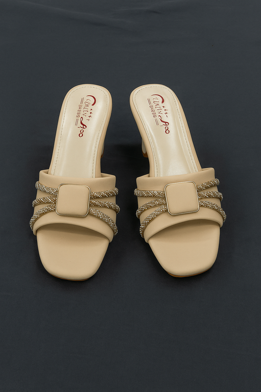 Elegant Women’s Crystal Heel Sandals