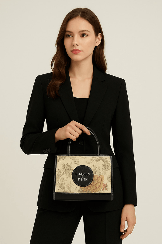 Charles & Keith Floral Embroidered Top Handle Bag