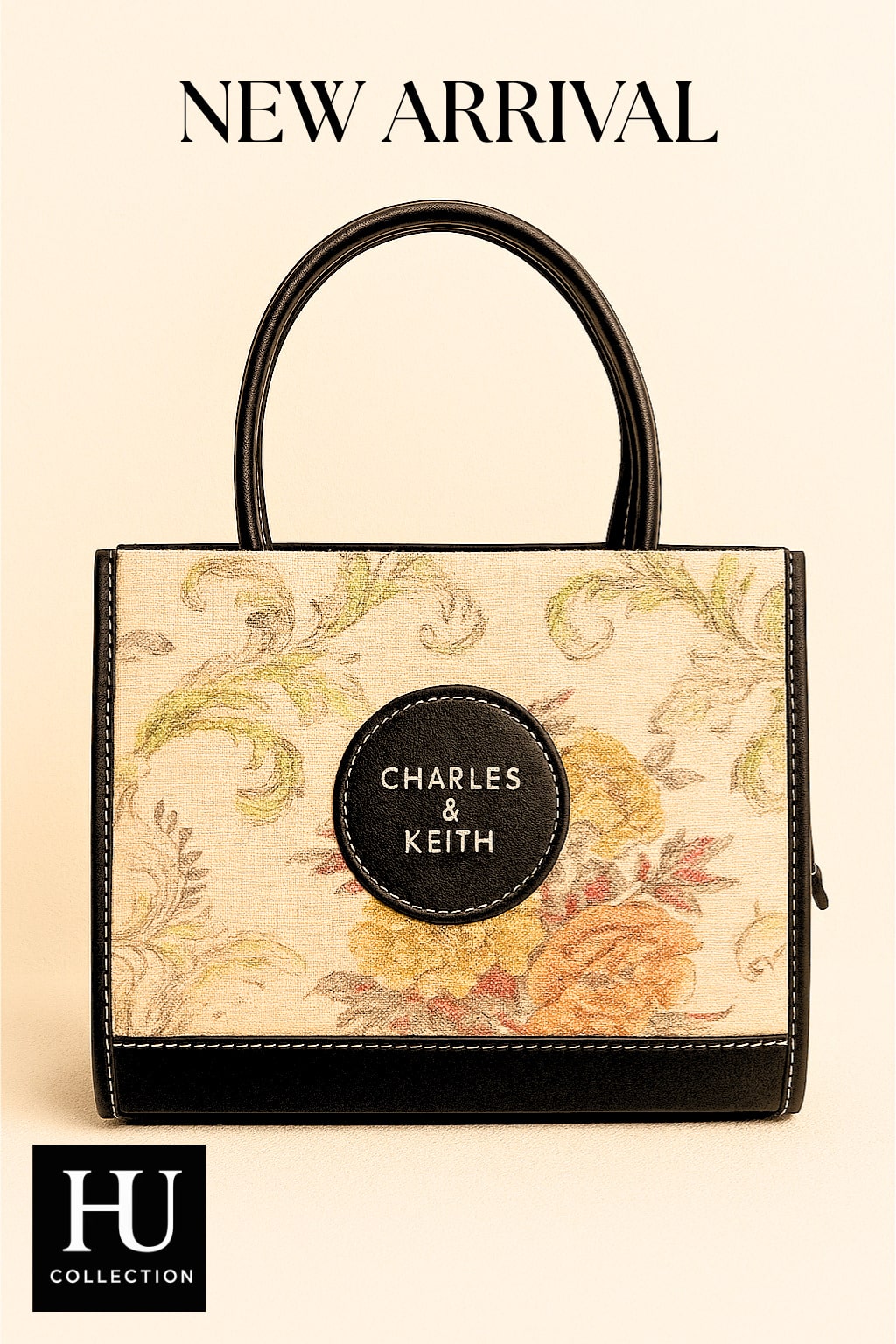 Charles & Keith Floral Embroidered Top Handle Bag