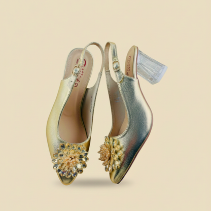 HU Golden Petal Heels - Winter Special