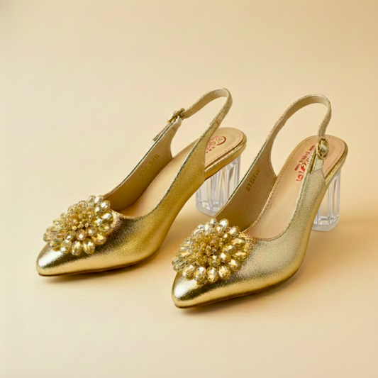 HU Golden Petal Heels - Winter Special