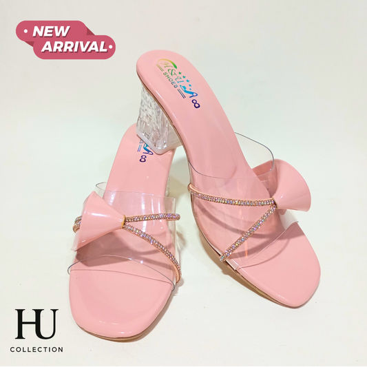 Crystal Block Heel Transparent Strap Sandals