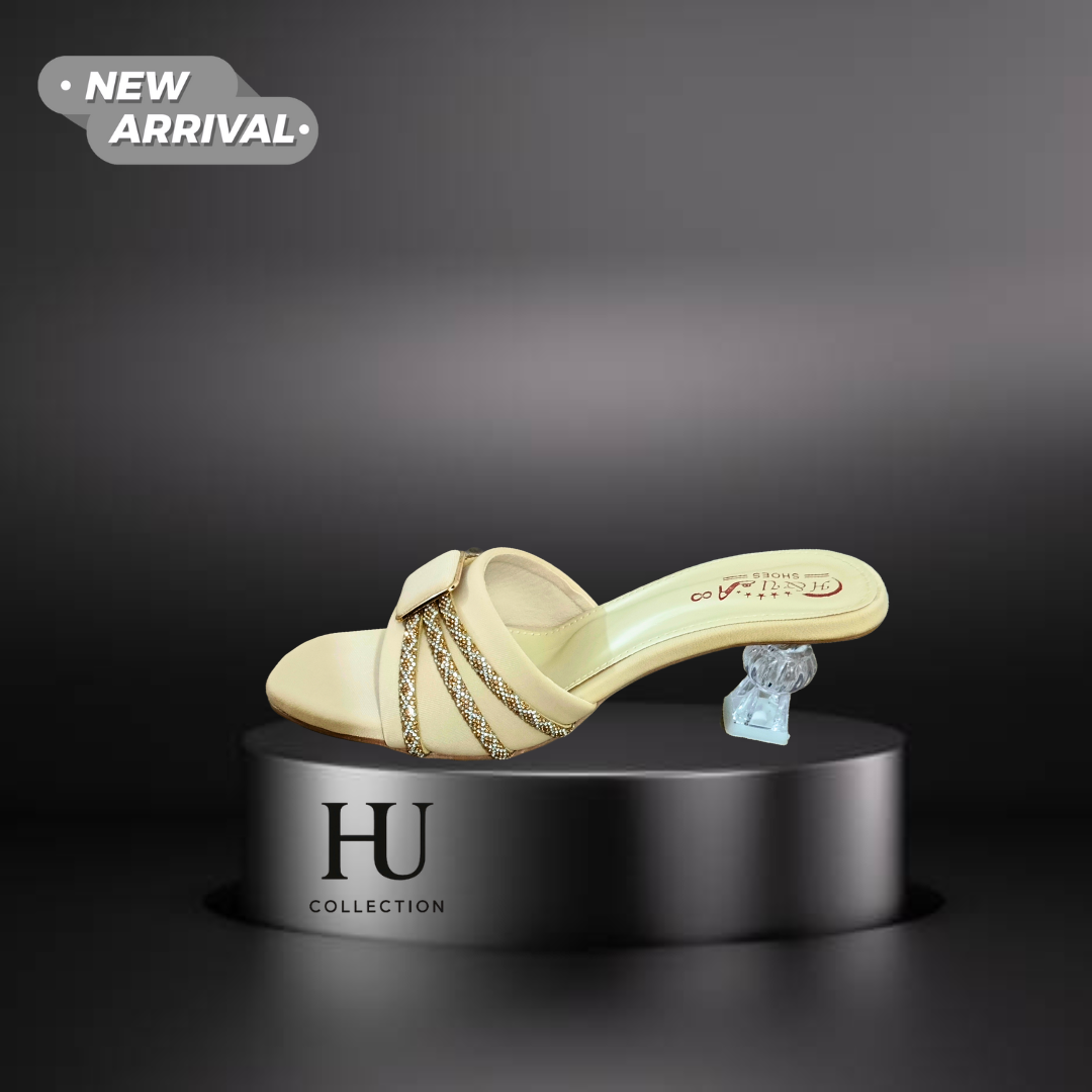 Elegant Women’s Crystal Heel Sandals