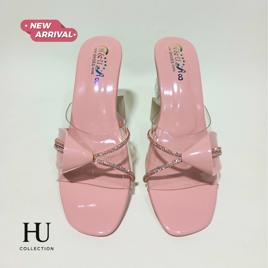 Crystal Block Heel Transparent Strap Sandals