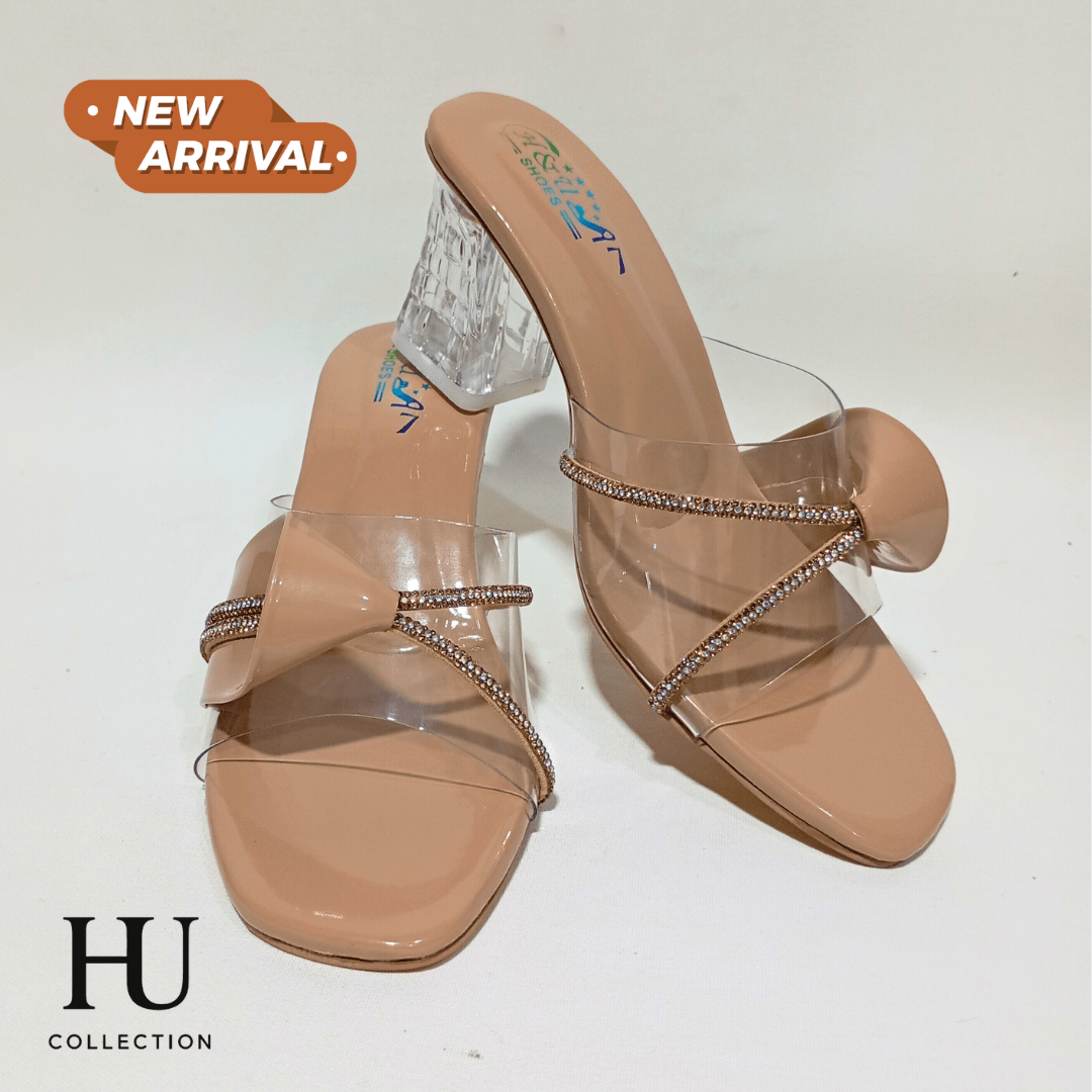 Crystal Block Heel Transparent Strap Sandals