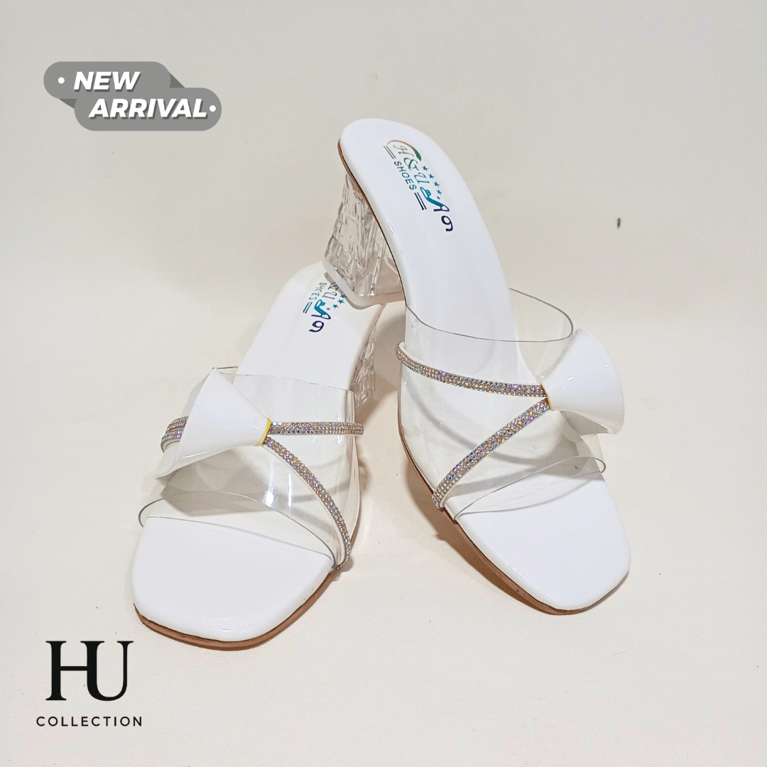 Crystal Block Heel Transparent Strap Sandals