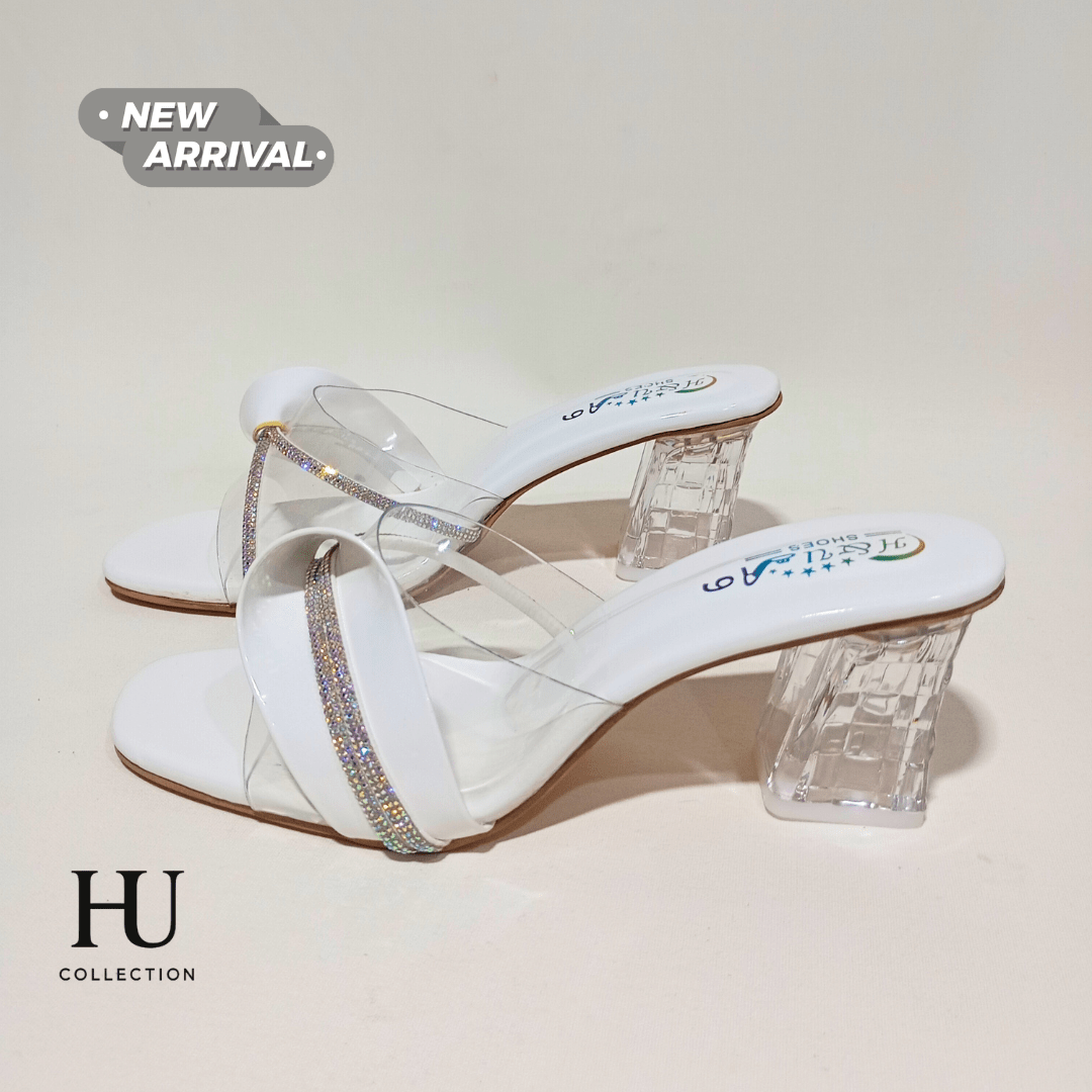 Crystal Block Heel Transparent Strap Sandals