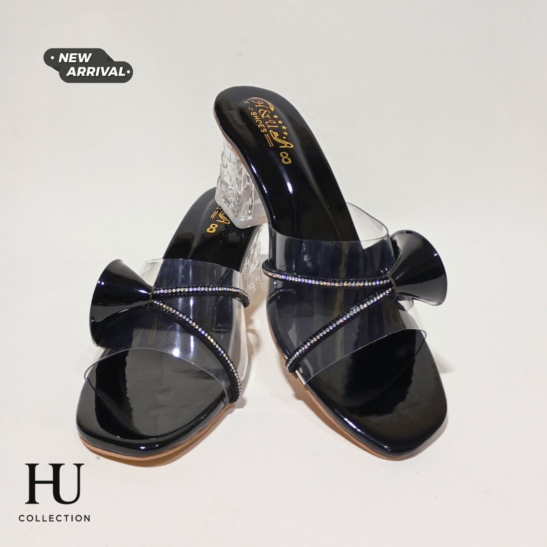 Crystal Block Heel Transparent Strap Sandals