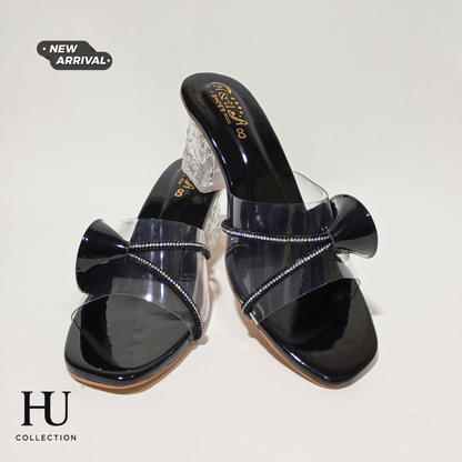 Crystal Block Heel Transparent Strap Sandals