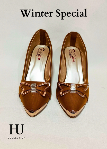Chic Metallic Bow Pointed Pumps - Winter Special
