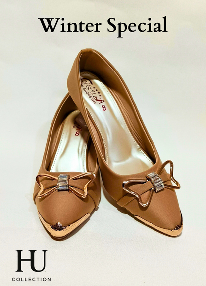 Chic Metallic Bow Pointed Pumps - Winter Special