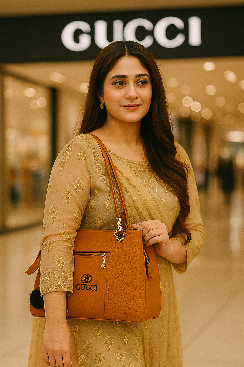 Elegant GUCCI-Inspired Handbag with Gold Accents