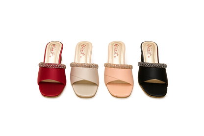 Elegant Crystal-Embellished Slip-On Heels